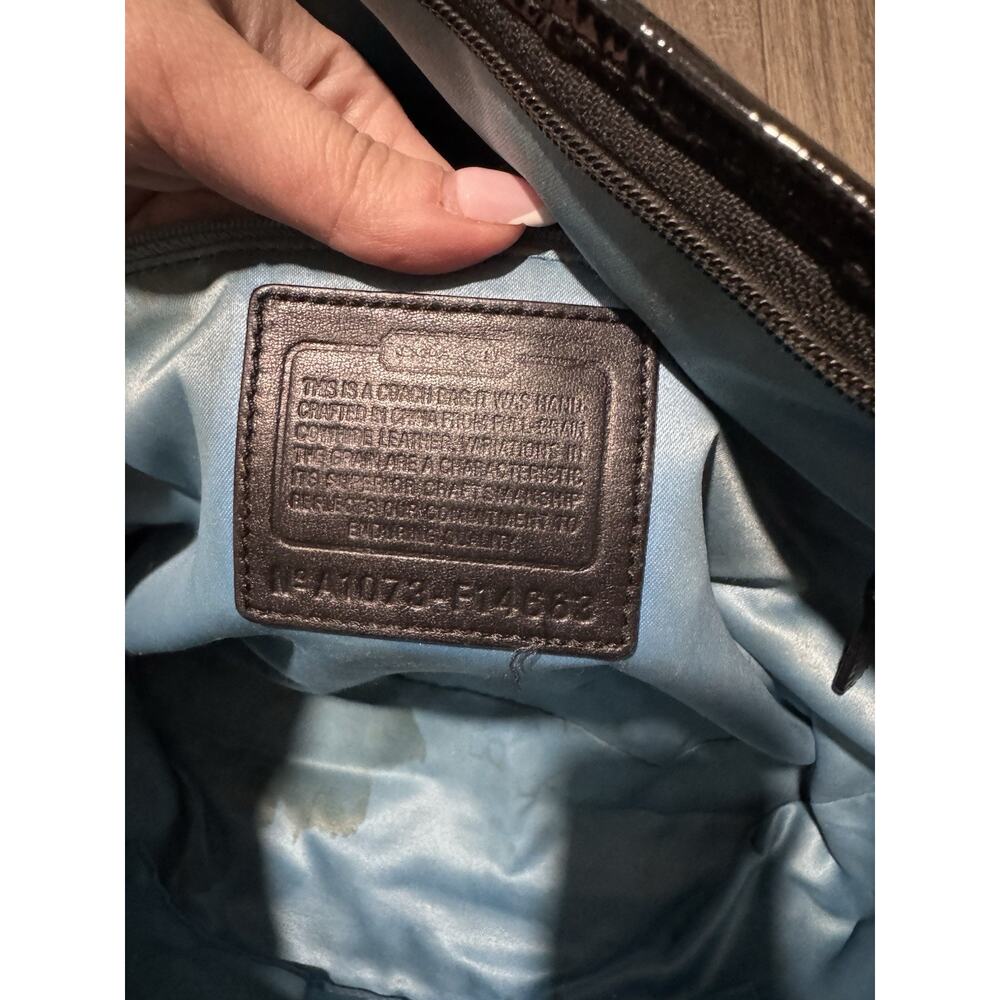 COACH SIGNATURE LEAH EMBOSSED PATENT LEATHER SHOULDER TOTE BAG F14662 SHOPPER L - Picture 9 of 10